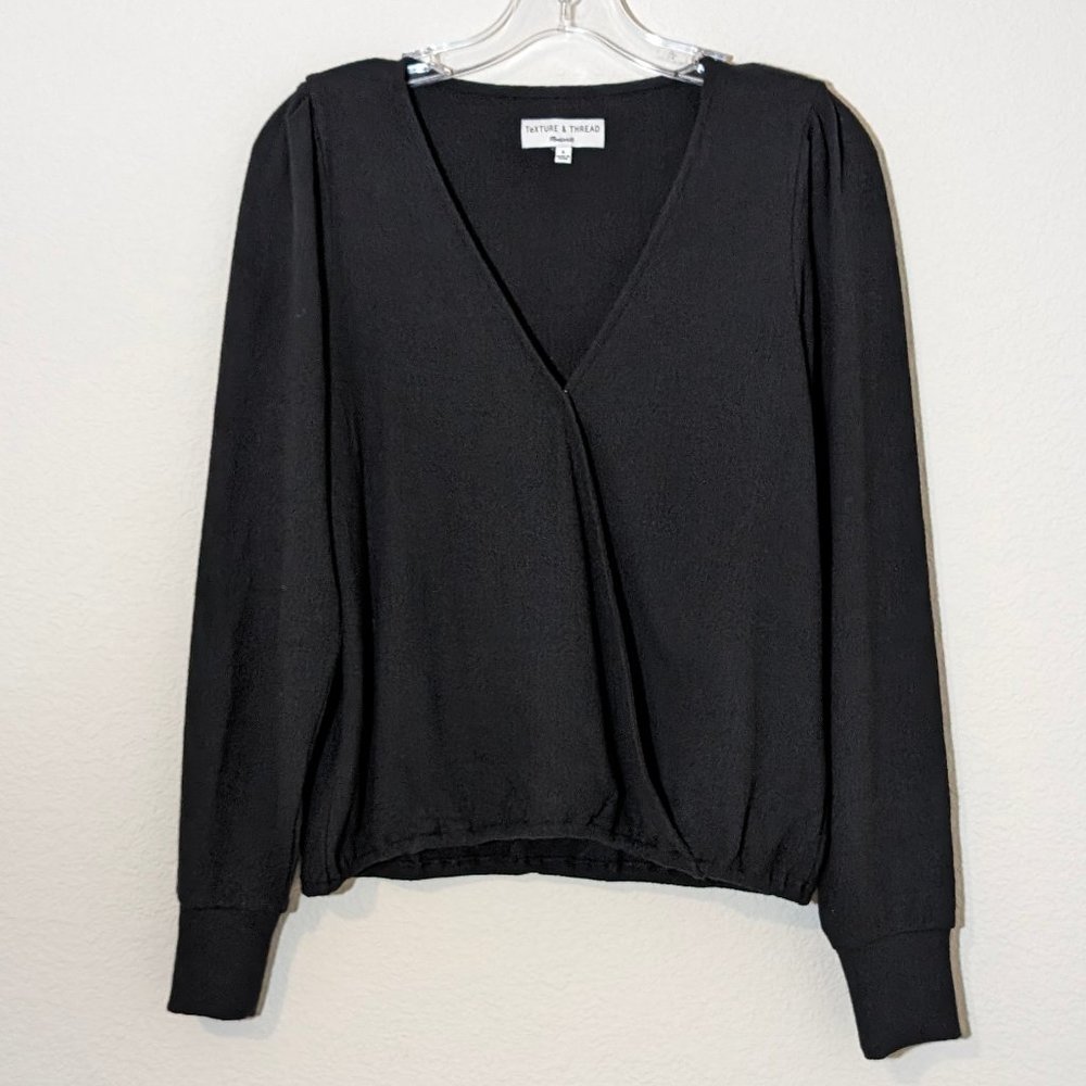 Madewell Texture & Thread Faux Wrap / Crossover Top
